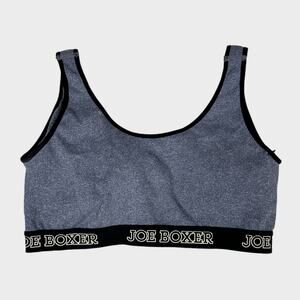 Joe Boxer Gray Black Sports Bra Lightly Padded Removable Padding Medium